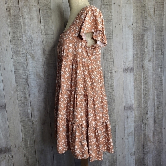 Aeropostale Floral Dress. Size Medium. Rusty orange color with white flowers. - Picture 7 of 7